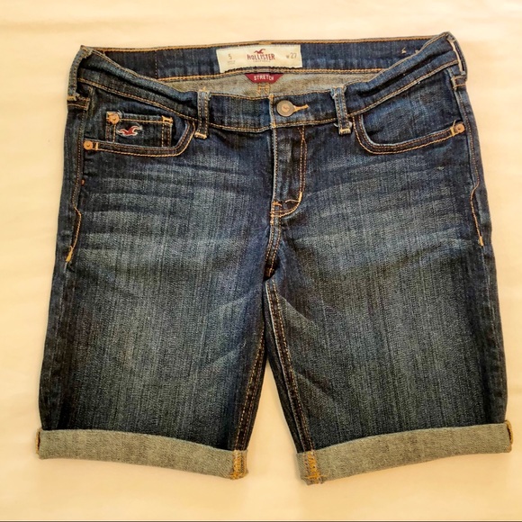 Hollister Frayed Cuff Bermuda Jean Shorts - Picture 2 of 7
